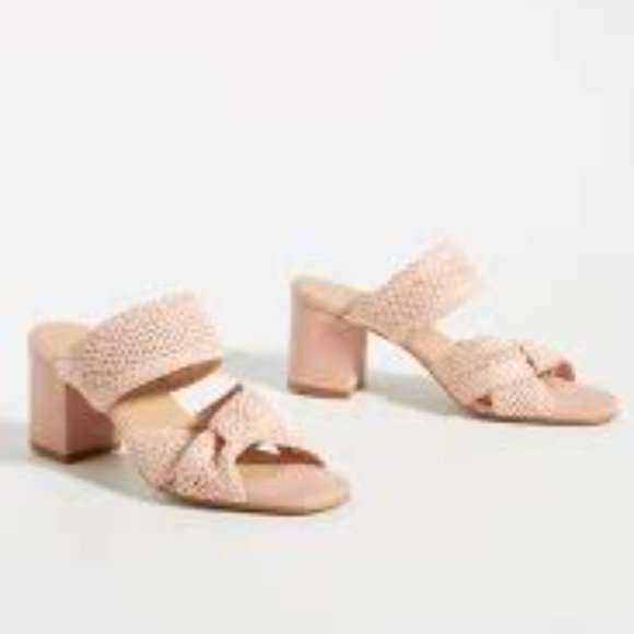 NWOB Anthropologie Mae Raffia Heeled Mules in Pink, Size 38 (US 8) - Picture 3 of 6